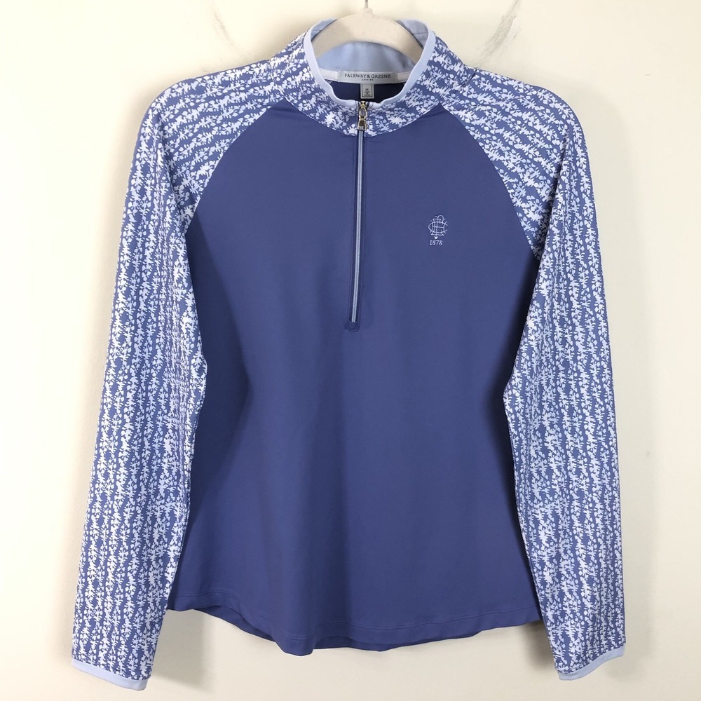 Fairway & Greene Royal Troon Golf Club 1/2 Zip Pullover Ladies Sz M Purple White
